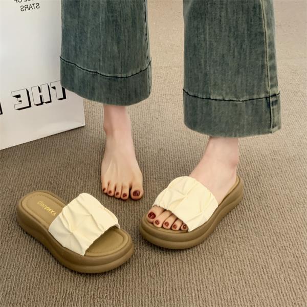 

Модные тапочки Повседневная обувь для девочек Платформы Шлепанцы Роскошные женские Резиновые Мягкие Домашние тапочки для отдыха Обувь на платформе Женская 2025 Леди Лу 35