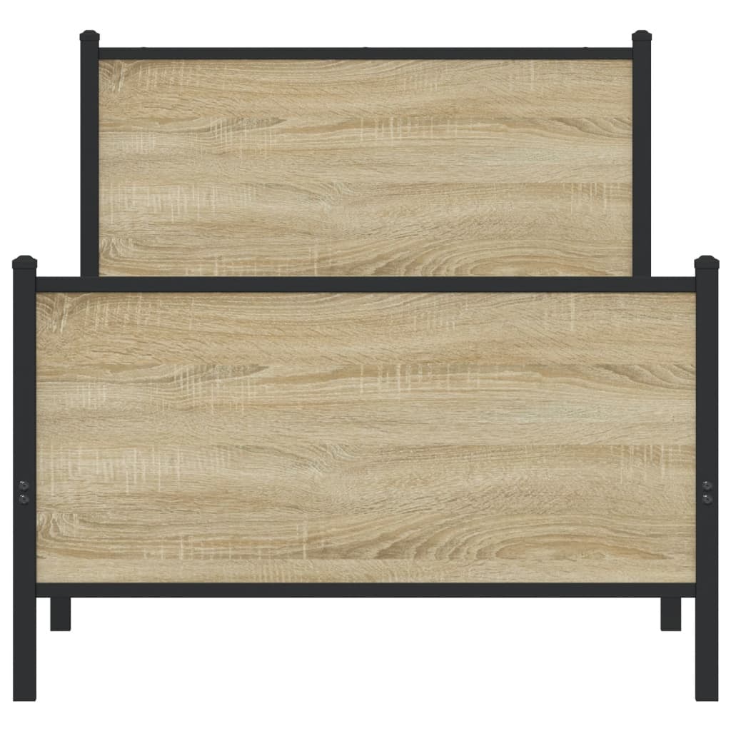 Metal Bed Frame without Mattress Sonoma Oak Finish 90 x 200 cm