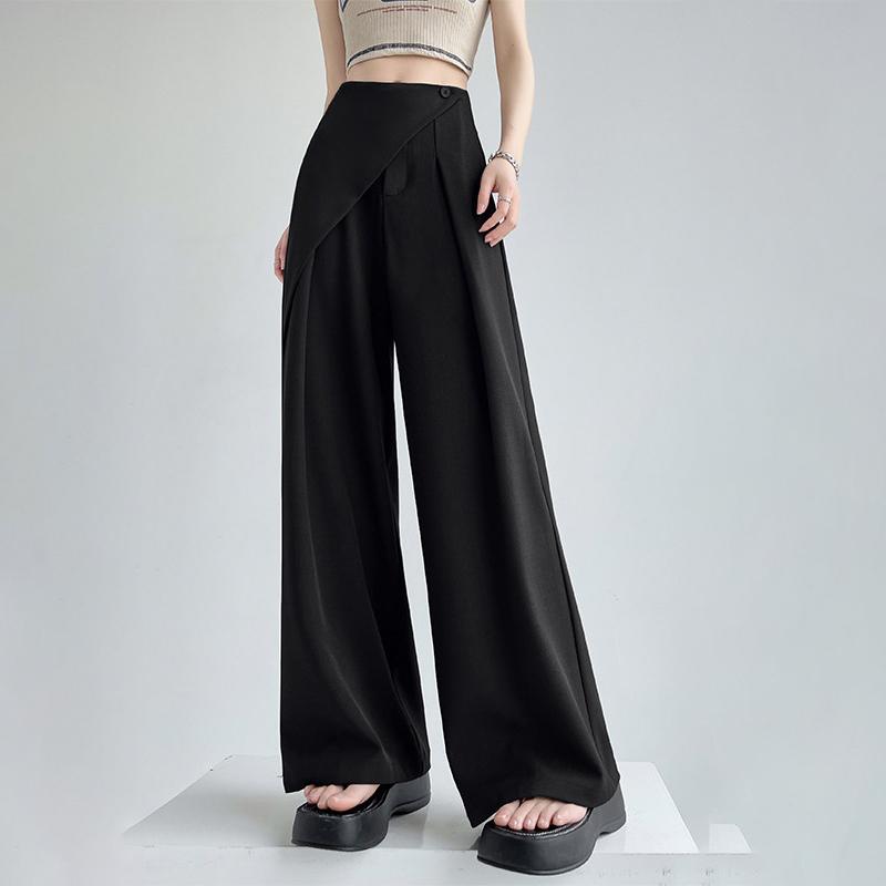 ZANZEA Women Casual Solid Color Loose Elastic Waist Wide Leg Pants S чёрный