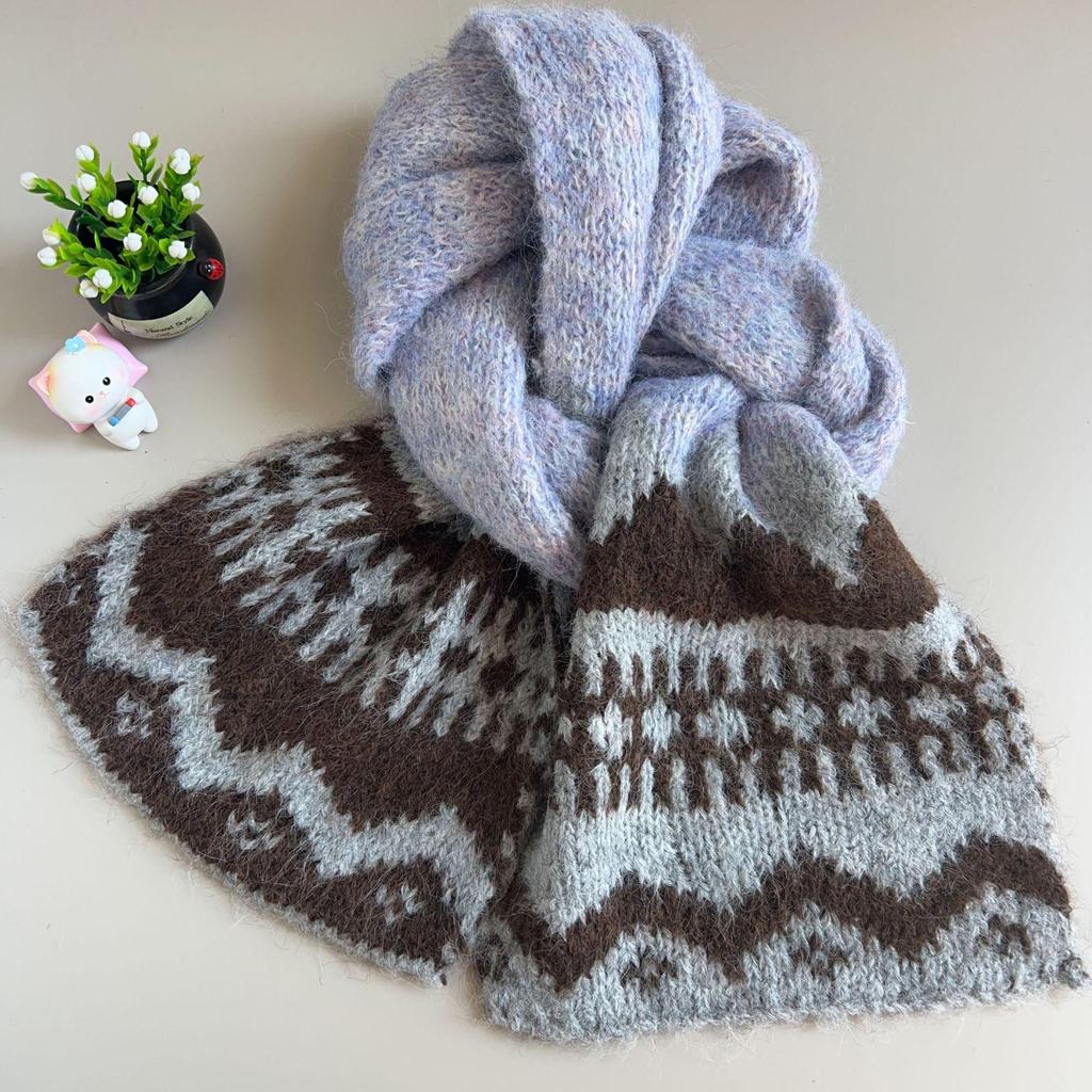 2025 Women's Cute Fair Isle Knit Scarf - Versatile Winter Warmth for Students & Couples