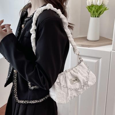 Flower Pleated Cloud Bag Women's Bag Summer New Temperament Chain Shoulder Bag Fashion Messenger Cloth Bag Bag