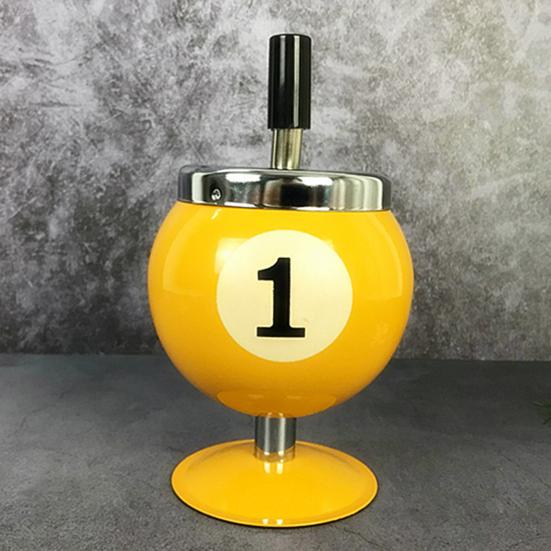 Ash Case Large Windproof Heat Resistant Three Bayonets with Lid Fashion Pool Billiard Ball Design Ashtray Ornament for Bar