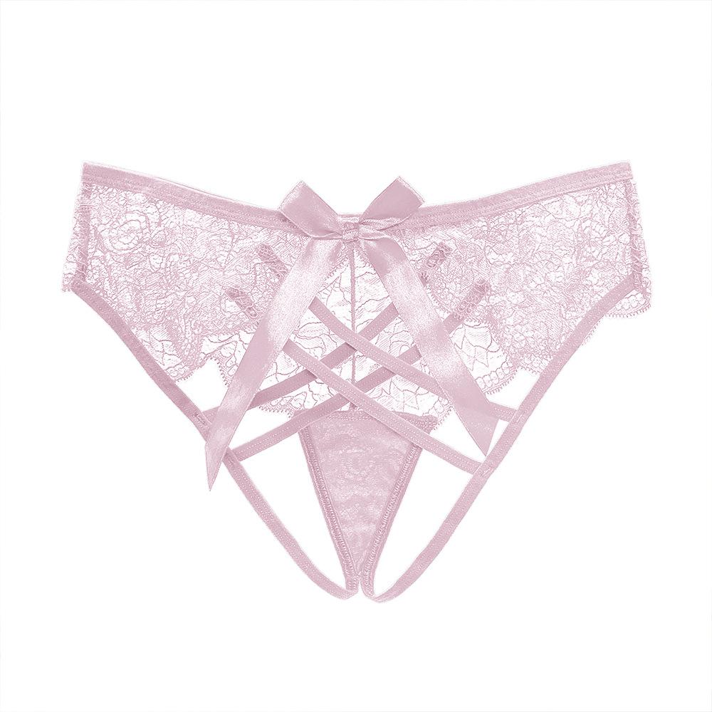 Sexy Lace Pure Lust Seduction Women's Briefs Mood Hollow Bow Mid-waist Comfortable Cotton Crotch Girl Panties