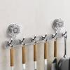 6 Hooks Suction Cup Towel Holder, Removable Shower, ABS Bathroom Towel Holder, Towel Bar with Hooks for Kitchen and Bahroom