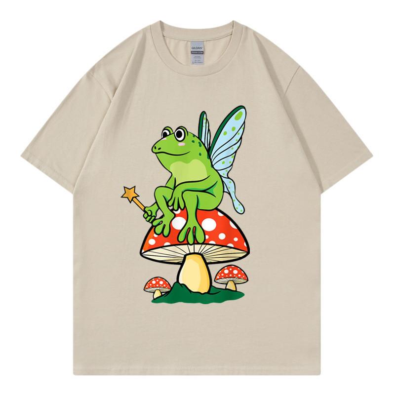 Delicious Mushroom and Frog Anime Short Sleeve Tshirt for Unisex and Unisex Summer Youth Student Casual Loose Top