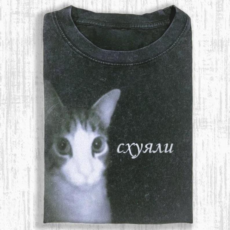 Süße Katze Geschenk T-Shirt Herren Damen Harajuku Oversized Unisex Kurzarm Streetwear hohe Qualität Paare Klassisch weich Retro Mode