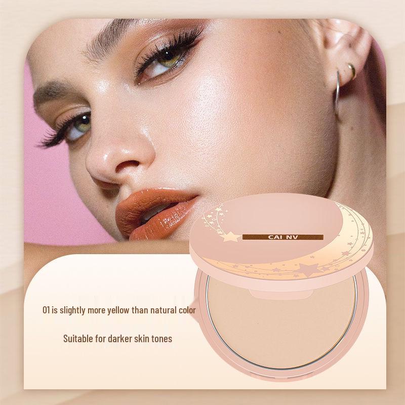 Wheat-Colored Tanning Powder Cake for Dark Skin: Bronze, Oil-Control, Setting, Ideal for Yellow-Black Skin Tone.