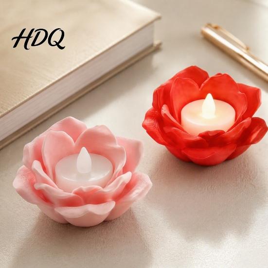 Tabletop Storage Organizer for Jewelry Rose Flower Candle Holders 3D Printed Floral Tealight Holder Multi-Color Decorative Stand Ring Trinket