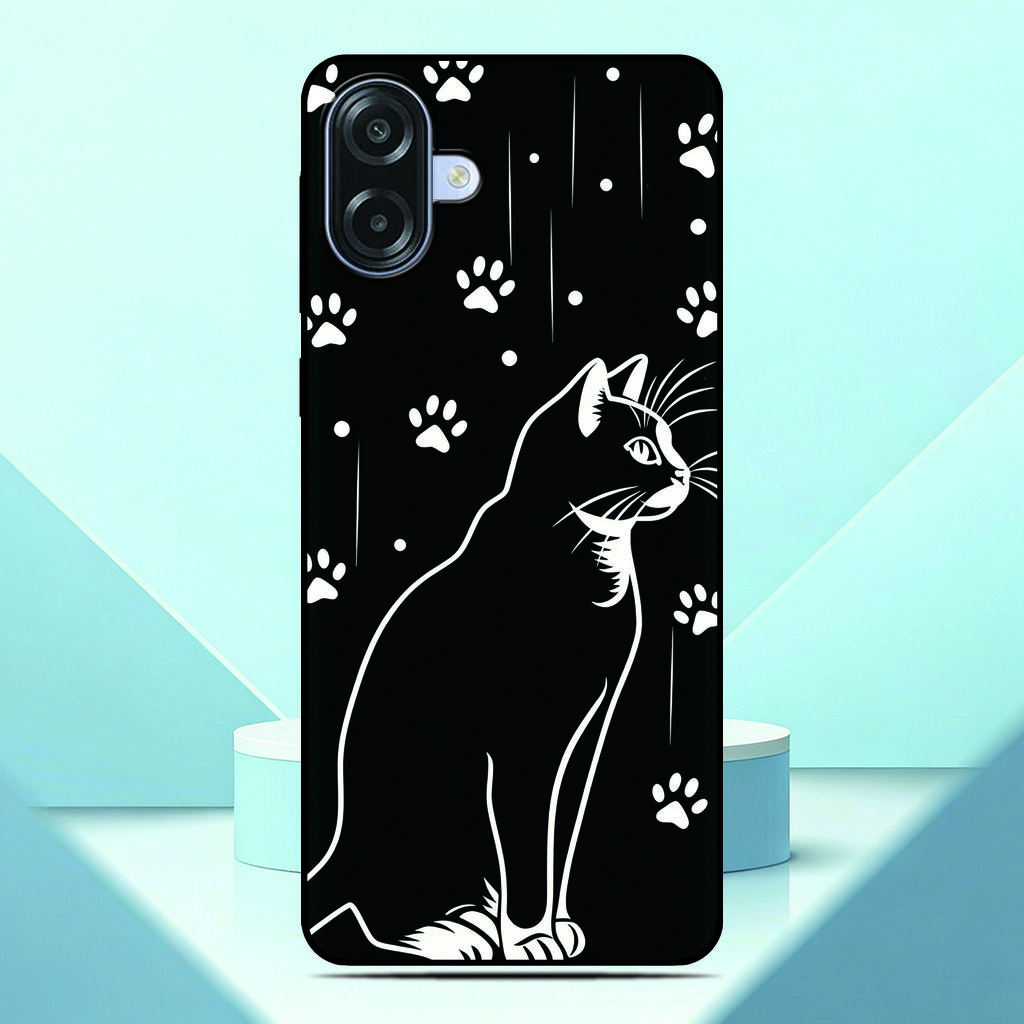 Lovely Kitten Anime Phone Case For Samsung Galaxy A07 4G Painted TPU Black Back Cover A 07 Soft Silicone Protective Fundas