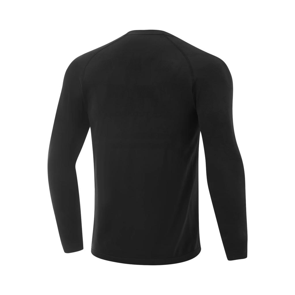 Li-Ning Comfortable Breathable Solid Color Round Neck Slim Fit Long Sleeve T-Shirt Men Tops Black ATLV047-1