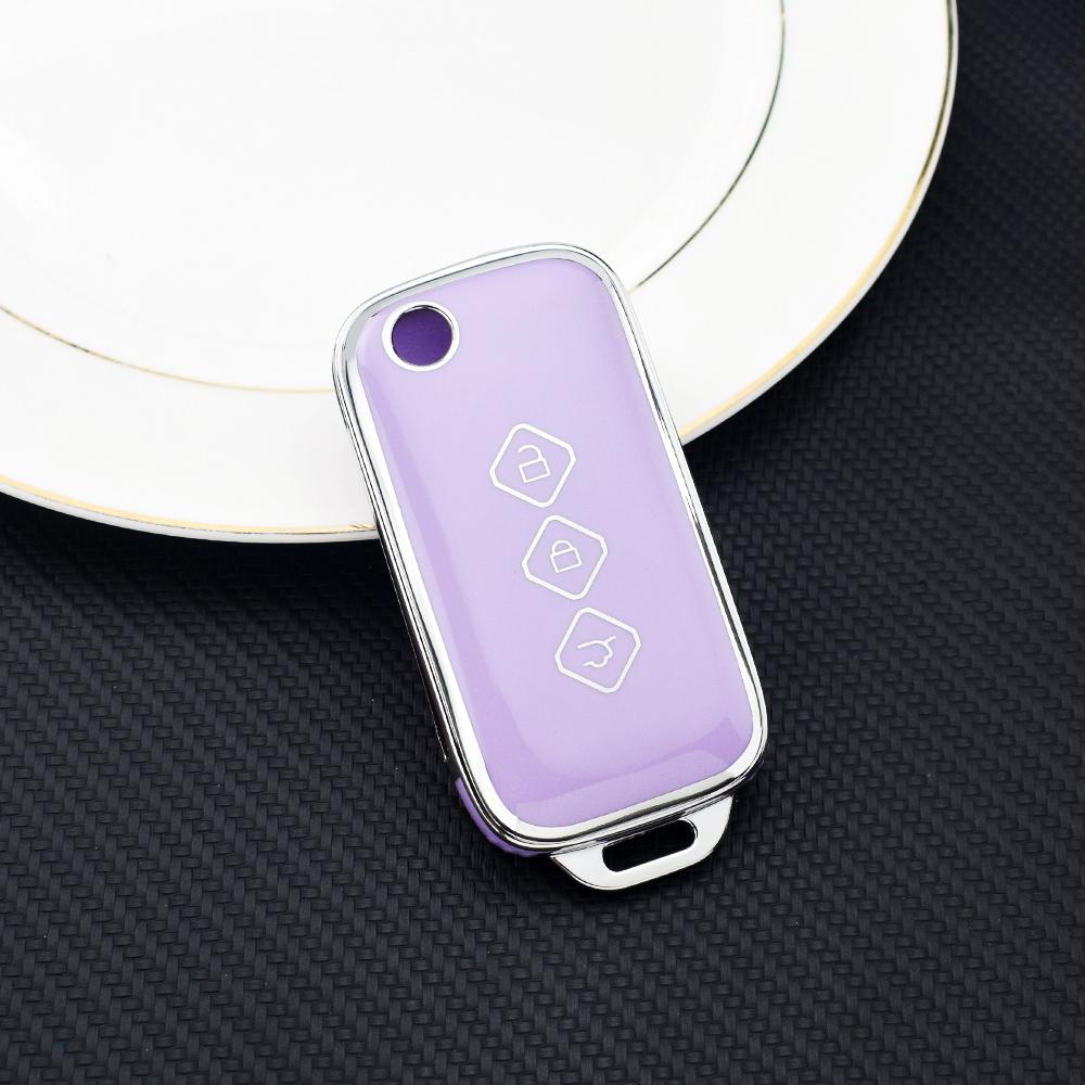 

Чехол-накладка из ТПУ для автомобильного ключа-пульта, полный чехол для Wuling Capgemini 2020, аксессуар для защиты ключа от салона автомобиля, стайлинг фиолетовый