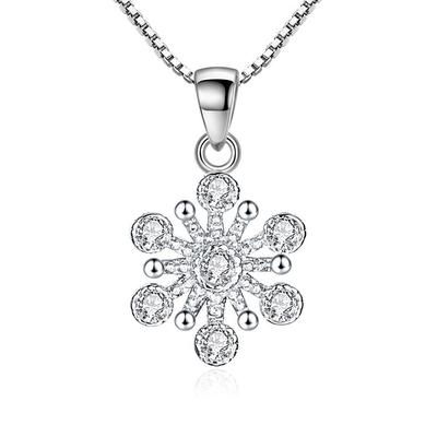 Crystal Ice Flower Pendant, Necklace Pendant, Women's Fashionable and Simple Snowflake Jewelry.