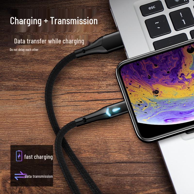 Seven-Color Silicone Light-Up USB Cable for Apple, Android, and Type-C Fast Charging