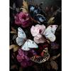 Butterflies Roses Wildflower Meadow Poster Canvas  Print Wall Art  Moody Gothic for Living Room Home Decor Cuadros