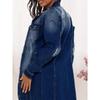 2025 European & American Women's Retro Lapel Button-Slim Denim Long Coat
