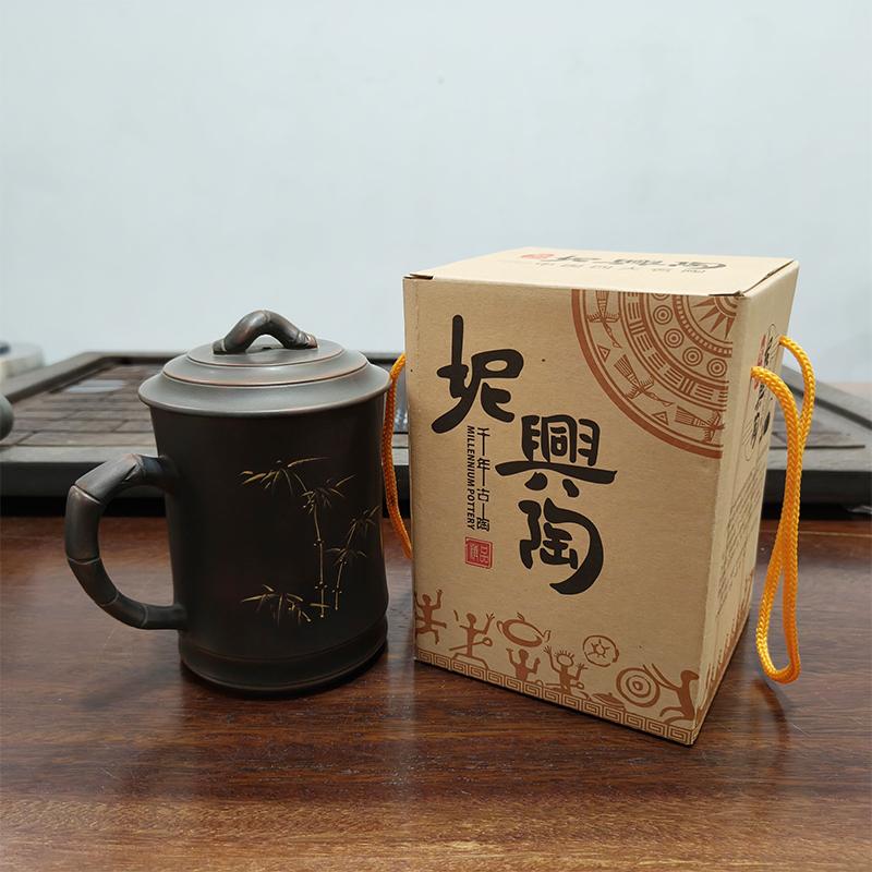 

500ml Authentic Qinzhou Nixing Pottery Lid Cup Master Handmade Bamboo Joint Office Work Water Cup Personal Master Mug Customized 401-500ml