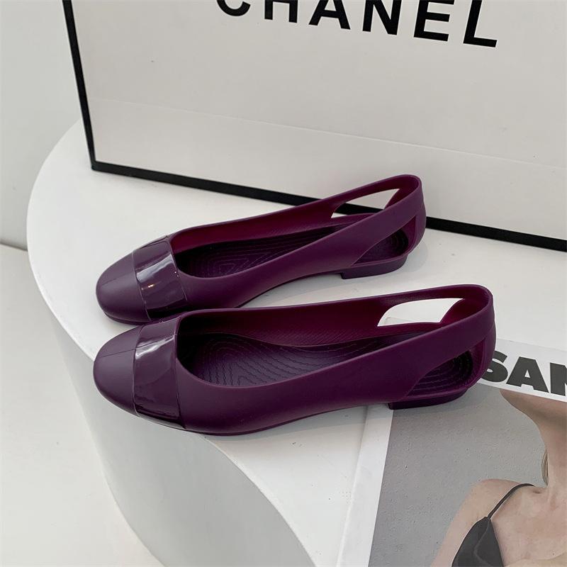 

Модные женские однотонные простые туфли с закрытым носком 2025 новая модель летняя мода на плоской подошве с мелким вырезом женские туфли повседневные плоские туфли 36-37 фиолетовый
