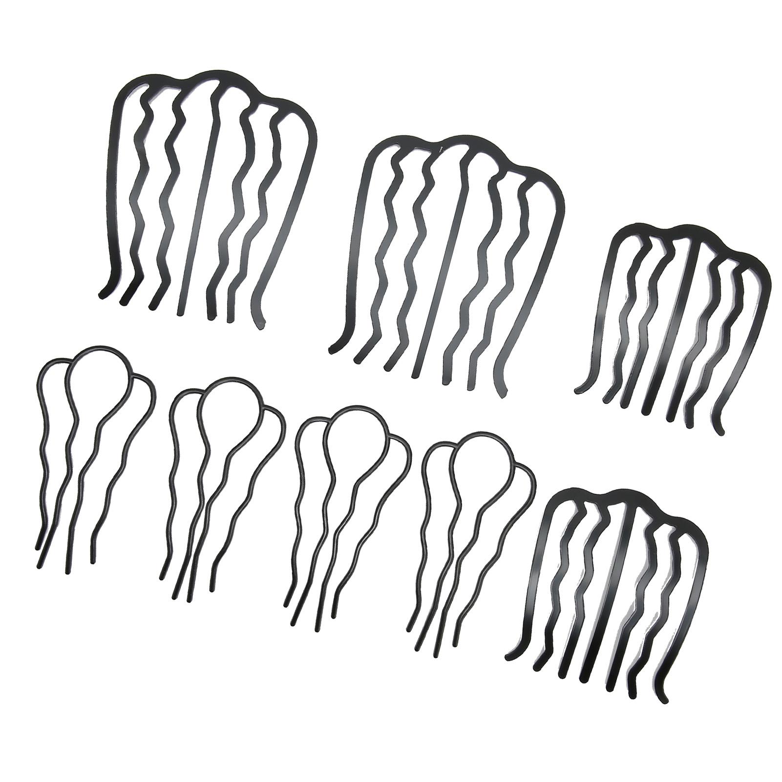 

8 шт. Заколка-вилка для волос Металлическое черное покрытие Винтажные элегантные U-образные боковые расчески для волос для укладки своими руками