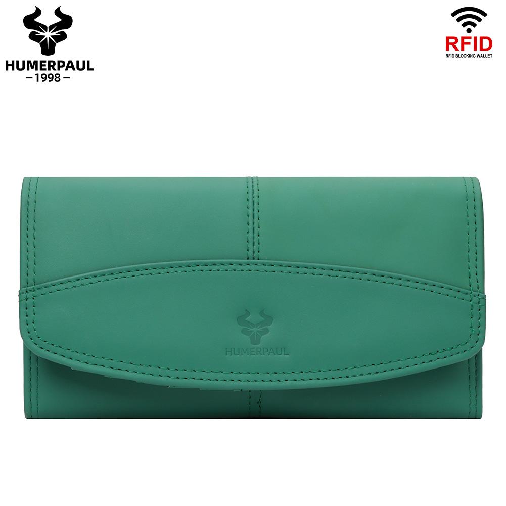 Humerpaul Damen-Geldbörsen, RFID-blockierend, echtes Leder, großes Fassungsvermögen, Kartenhalter, luxuriöse Designer-Damen-Langbrieftasche