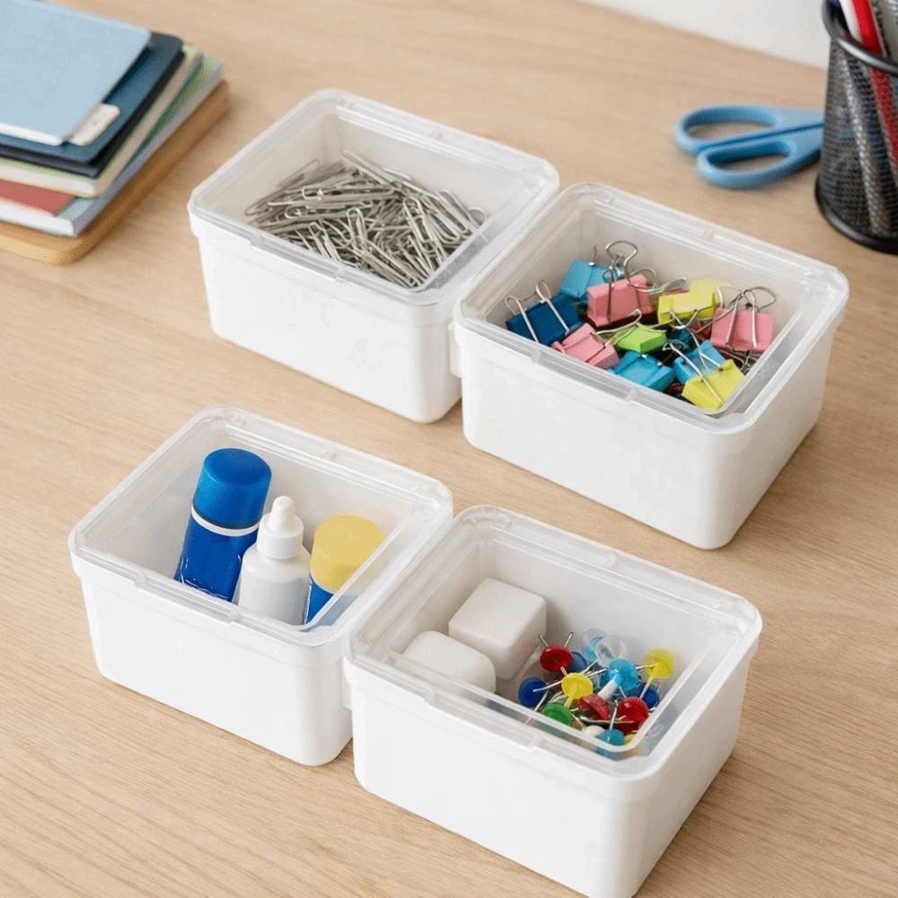 Dust-proof Office Drawer Storage Box Flip Cover Transparent Storage Box  Laundry Room