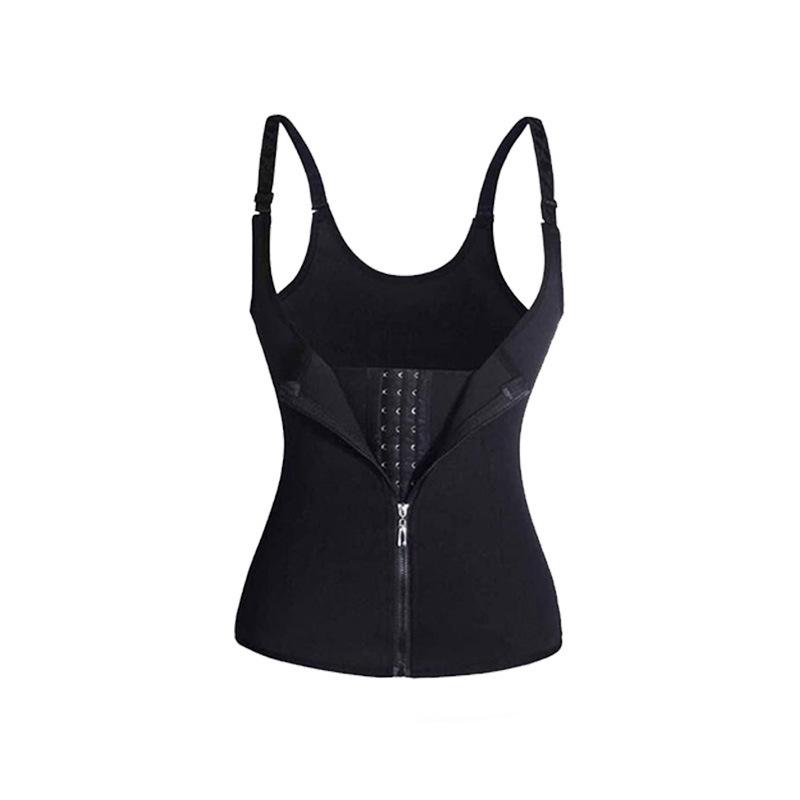 Three-Row Hook Zipper Bodysuit with Tummy Control Belt, Waist Cincher, and Bust Support for Women's Slimming and Sweat-Inducing Shaping.