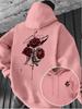 Retro Red Rose Splatter Art Print Hooded Sweatshirt for Men, High Street Niche Casual Pullover Long Sleeve Hoodie