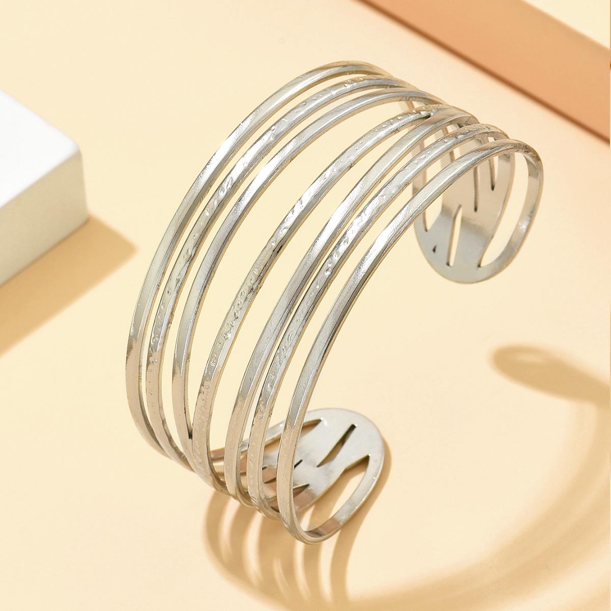 European  American Adjustable Stainless Steel Multi-Layer Bracelet