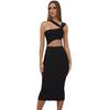 2026 European and American spring new single shoulder tube top medium and long solid color party dress female sexy