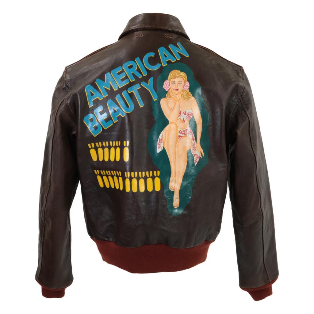 THE FEW AMERICAN BEAUTY A-2 Lærflyjakke Jakke 40 BrunBrukt