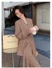 Women's Spring & Autumn Loose Fit Blazer and Wide-Leg Pants Set
