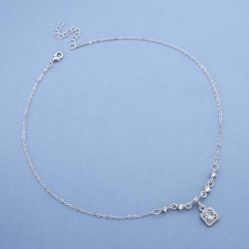 Sparkling Cushion Cut Zircon Pendant Necklace for Women, Elegant Halo Clavicle Chain, Dainty Silver Tone Wedding Jewelry Gift