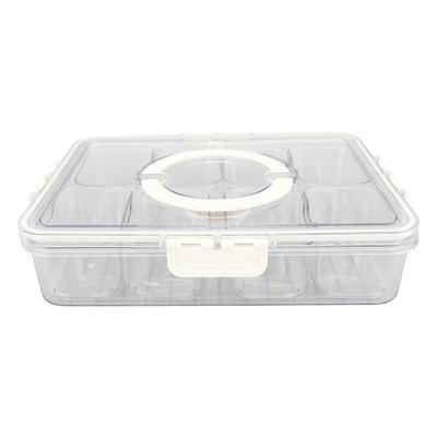 Δίσκος Σερβιρίσματος με 8 Διαμερίσματα Διαφανής Αεροστεγής PP PET με Χερούλι Πιατέλα Σνακ για Ταξίδι