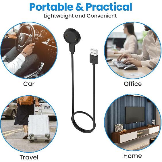 Intended for Amazfit Active 2 / Bip 6 Charger Cable Dock 3.3ft USB C Cable Portable Replacement Smartwatch Type-C Charging Stand Station Cord