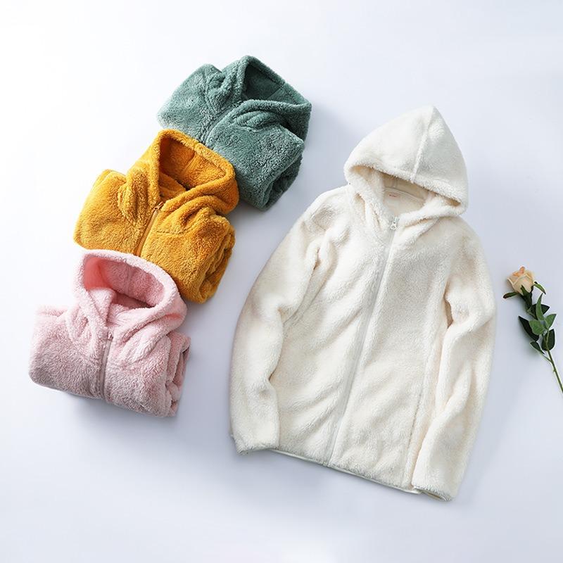 New autumn and winter fleece clothes, couples outdoor hooded fleece clothes, men's and women's long-haired coral fleece warm Yao fleece jacket