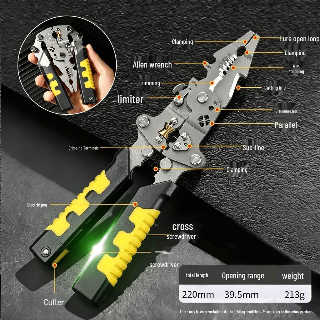 Multifunctional Electrical Tool Set: Voltage Tester, Wire Stripper, Crimping Pliers, Electrician Tape, and Live Wire Tester