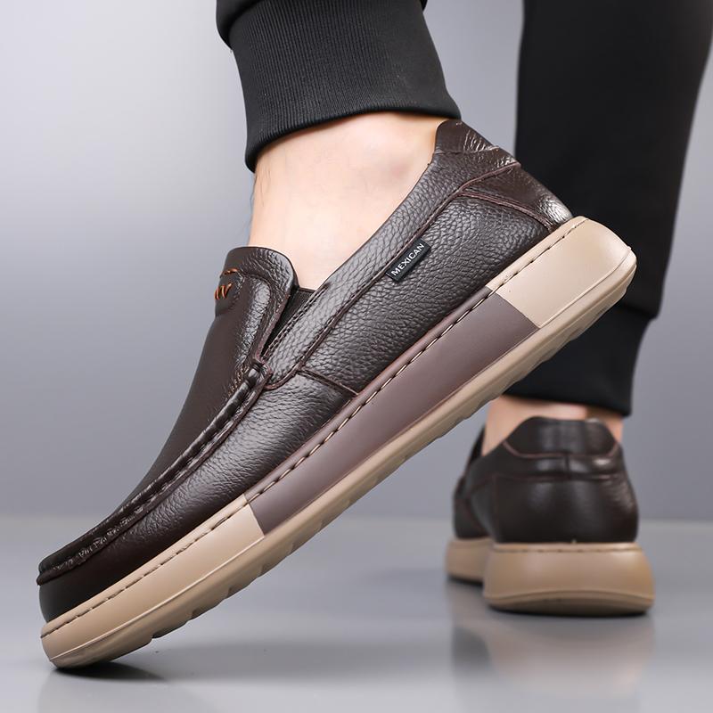 Fashion Classic Genuine Leather Men's Casual Shoes Stylish Travel Loafers Formal Business Shoes Comfy Lightweight Flat Driving Footwear