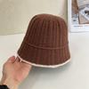 Simple bucket hat women's autumn and winter new contrasting color knitted bucket hat fashion sunshade sunscreen hat