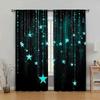 2 Stück blaue Quasten-Sternen-Druck Vorhänge geeignet für Schlafzimmer Wohnzimmer Küchen Dekoration Heimdekoration Fensterdekoration