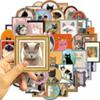 50 Cartoon Retro Cat Doodle Stickers Decorative Ipad Suitcase Notebook Diy Waterproof