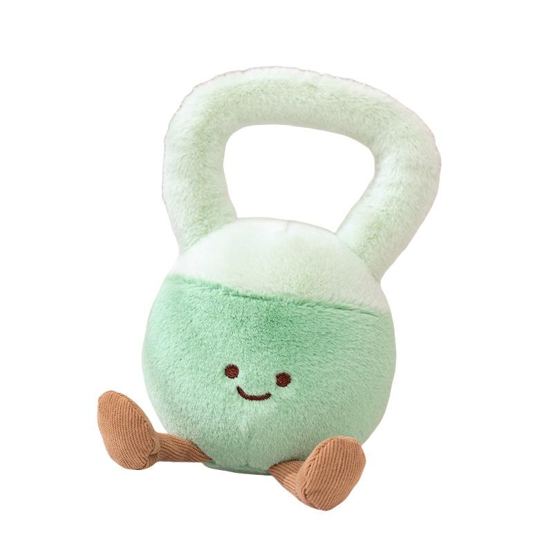 

20cm Simulation Dumbbell Kettlebell Stuffed Plush Toy Figurine Cartoon Anime Cute Pillow Children s Birthday Gift Fun Doll зелений