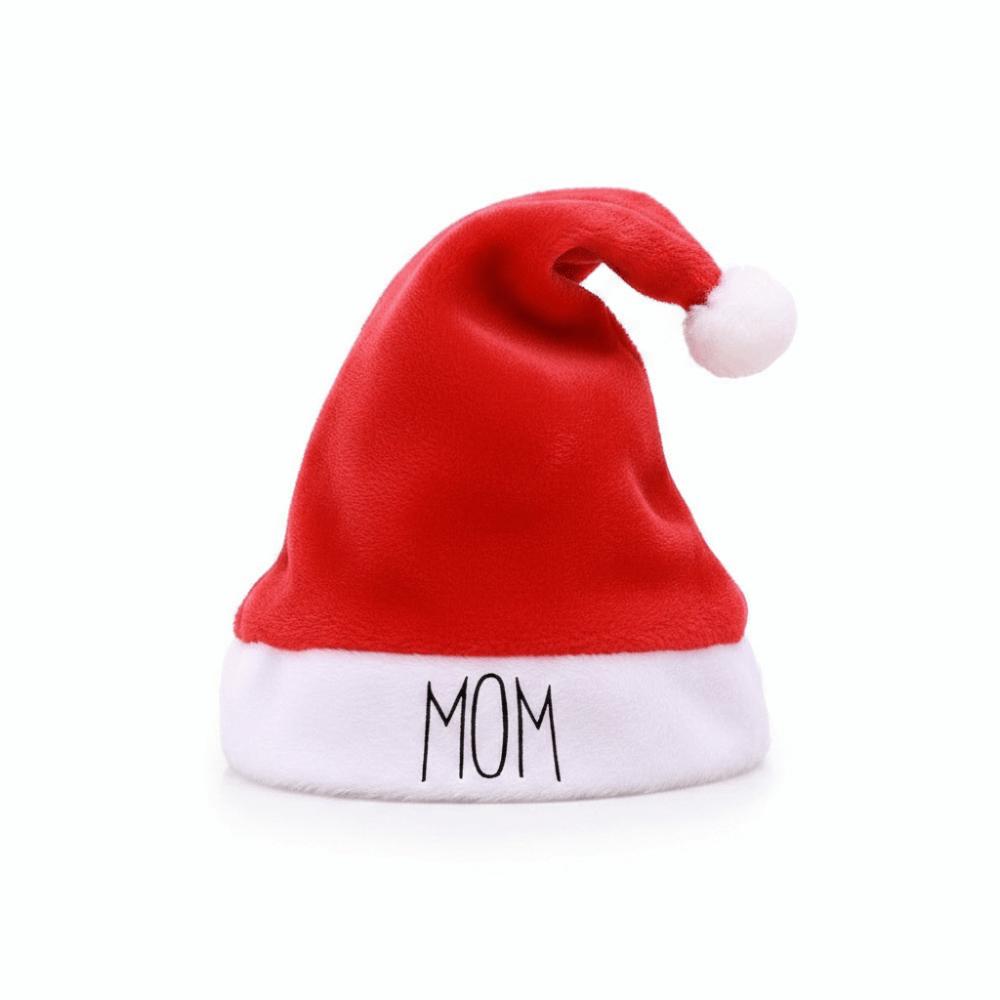 Fluffy Family Matching Santa Hat DAD MOM MINI Embroidered Plush Santa Cap Home Decor