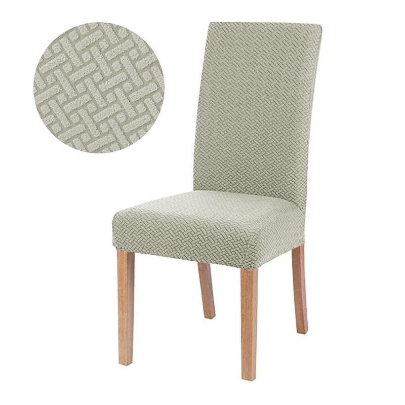 Jacquard Elastic Chair Cover For Dining Room Stretch Thick Kitchen Chair Covers For Dining Kitchen Hotel Wedding Banquet Decor