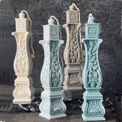 16-31cm Čtvercová římská sloupová svíčka silikonová forma reliéfní řezbovaný vzor Forma na římskou sloupovou svíčku Římská sloupová sádrová pryskyřičná forma