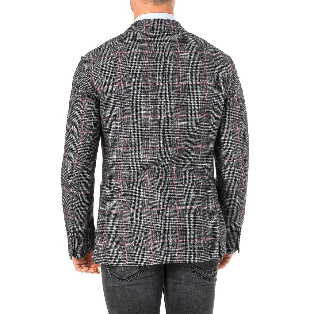 Americana manga larga a cuadros con cuello con solapa KMJA06 para Hombre