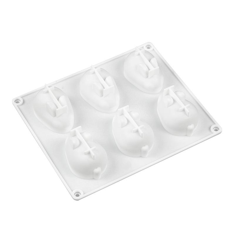 Kreativní Horký Prodej Králík Silikonová Forma 6 Děr 3D Silikonový Králík Forma na Čokoládu Dort Mýdlo Zásobník na Led