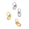 Classic Stainless Steel Double Loop Design Hoop Earrings For Women Geometric Oval Punk Hip Hop Gold Silver Color Huggie Jewelry
