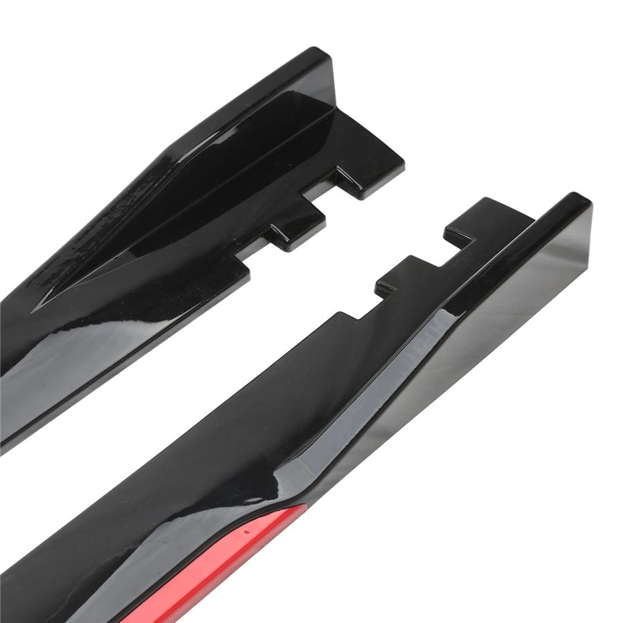 2.2M Glossy Black Red PP Car Side Skirt Extensions Universal Splitters