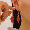 Sweet Big Strawberry Enamel Pendant Earrings Necklace Cute Exaggerated Fruit Women Jewelry