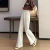 Damen High Waist Weite Beine Jeans Roh Fransen Saum Locker Lässig Lange Jeanshose Für Tägliche Streetwear