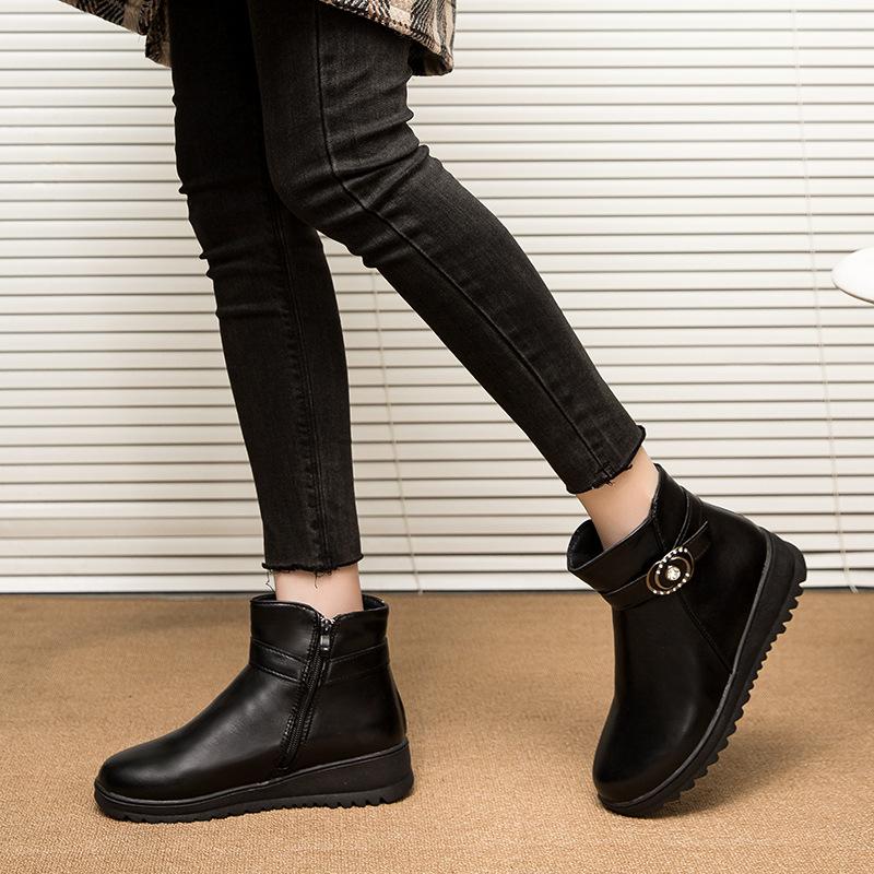 Scarpe invernali in pelle velluto cotone caldo casual da esterno stivali da neve scarpe in cotone